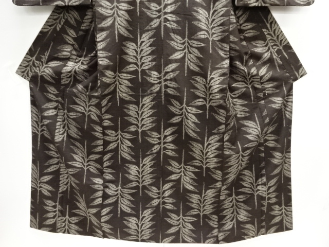  草葉模様織出し手織り紬着物